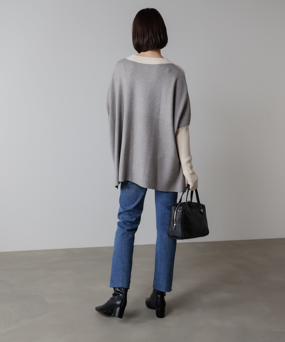 ドルマンスリーブバイカラーニット