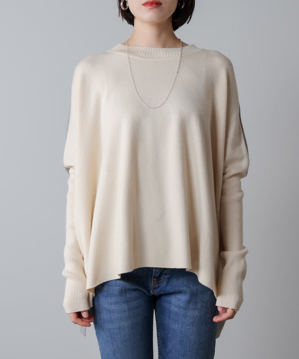 ドルマンスリーブバイカラーニット