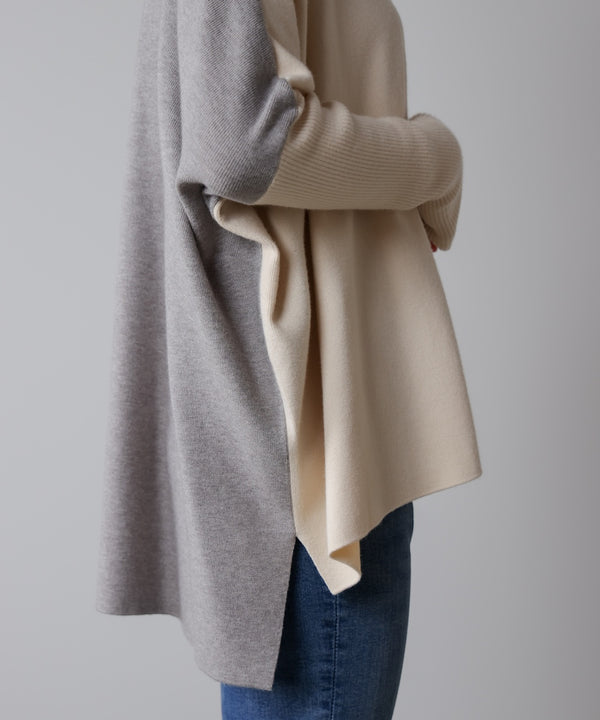 ドルマンスリーブバイカラーニット