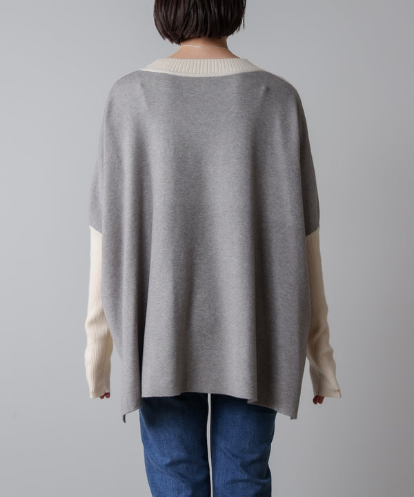 ドルマンスリーブバイカラーニット