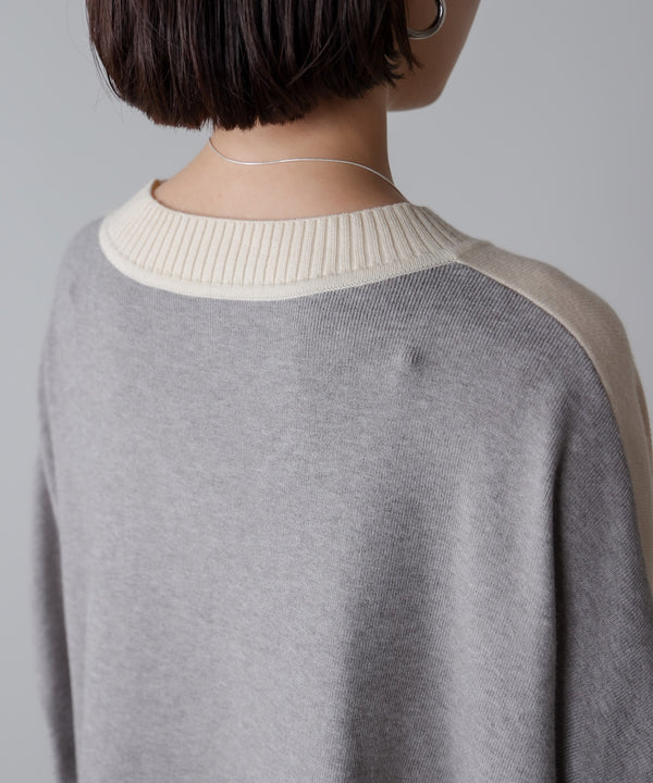 ドルマンスリーブバイカラーニット