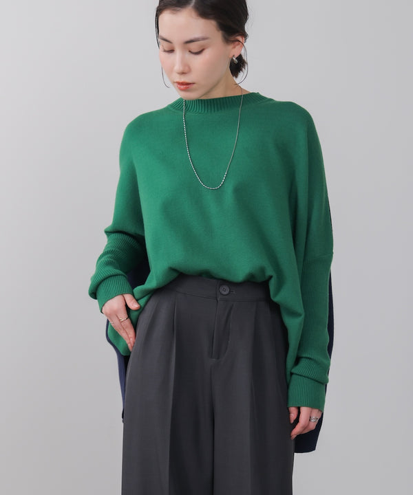 ドルマンスリーブバイカラーニット