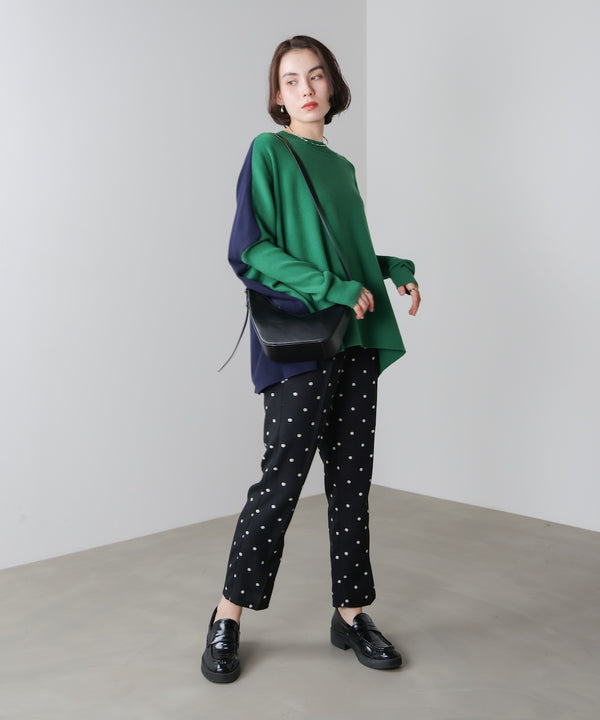 ドルマンスリーブバイカラーニット