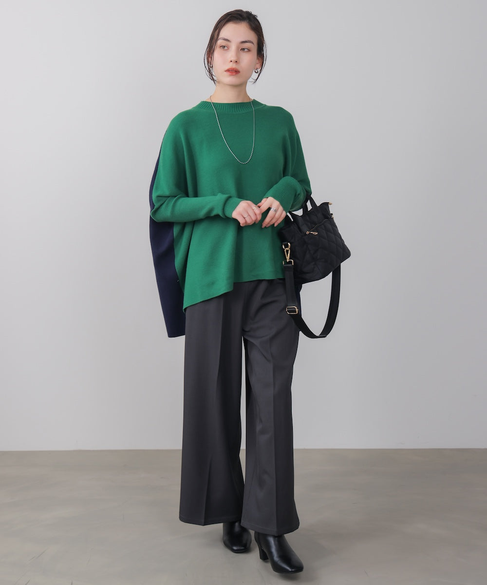 ドルマンスリーブバイカラーニット