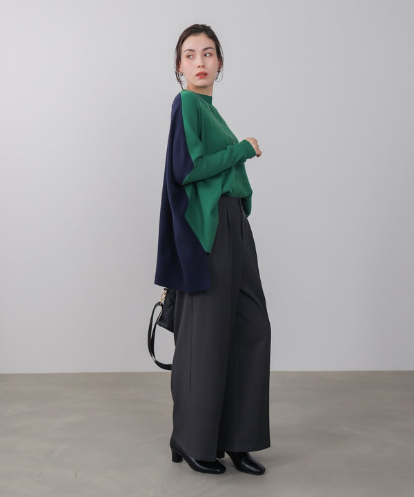 ドルマンスリーブバイカラーニット