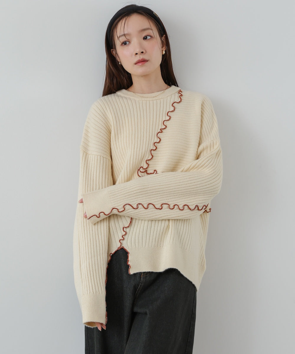 新品未開封andmary Flora beigeニットトップス ANDMARY】Flora knit tops