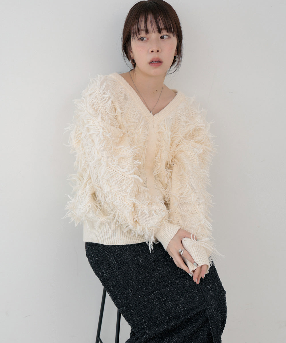 前後2WAYシャギーニットトップス