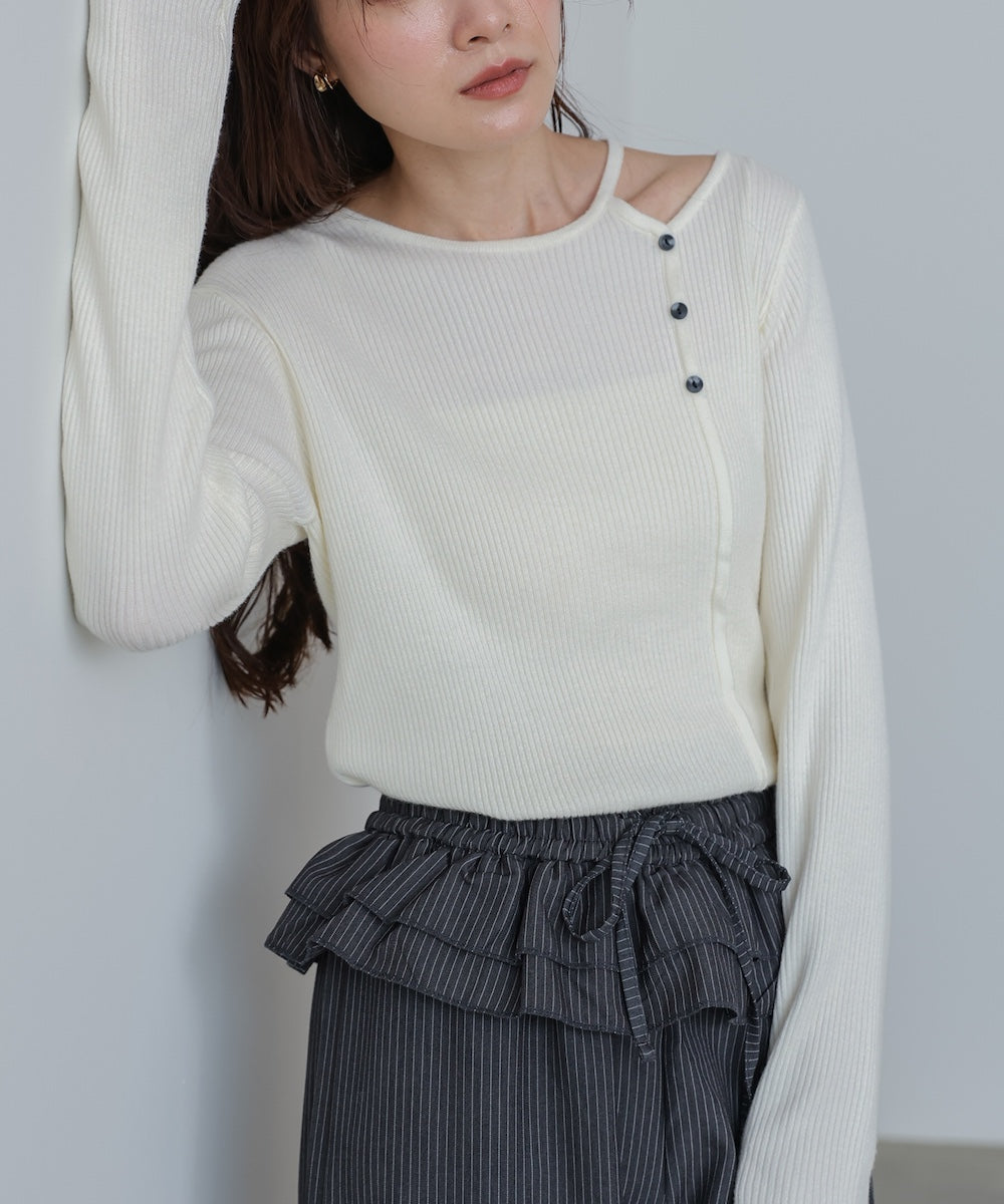 ショルダースリットニットトップス