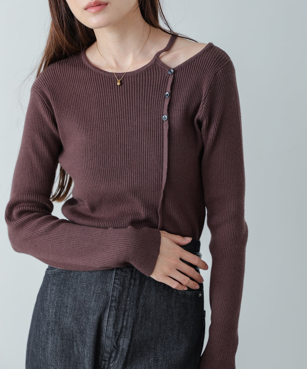 ショルダースリットニットトップス