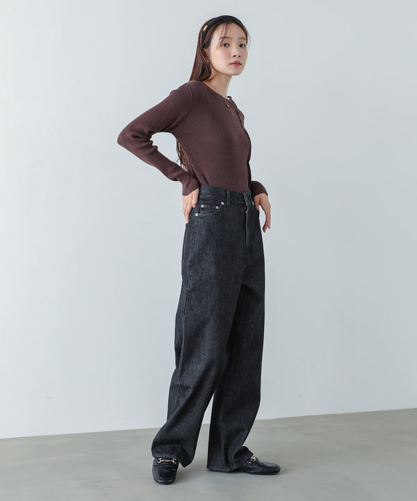 ショルダースリットニットトップス