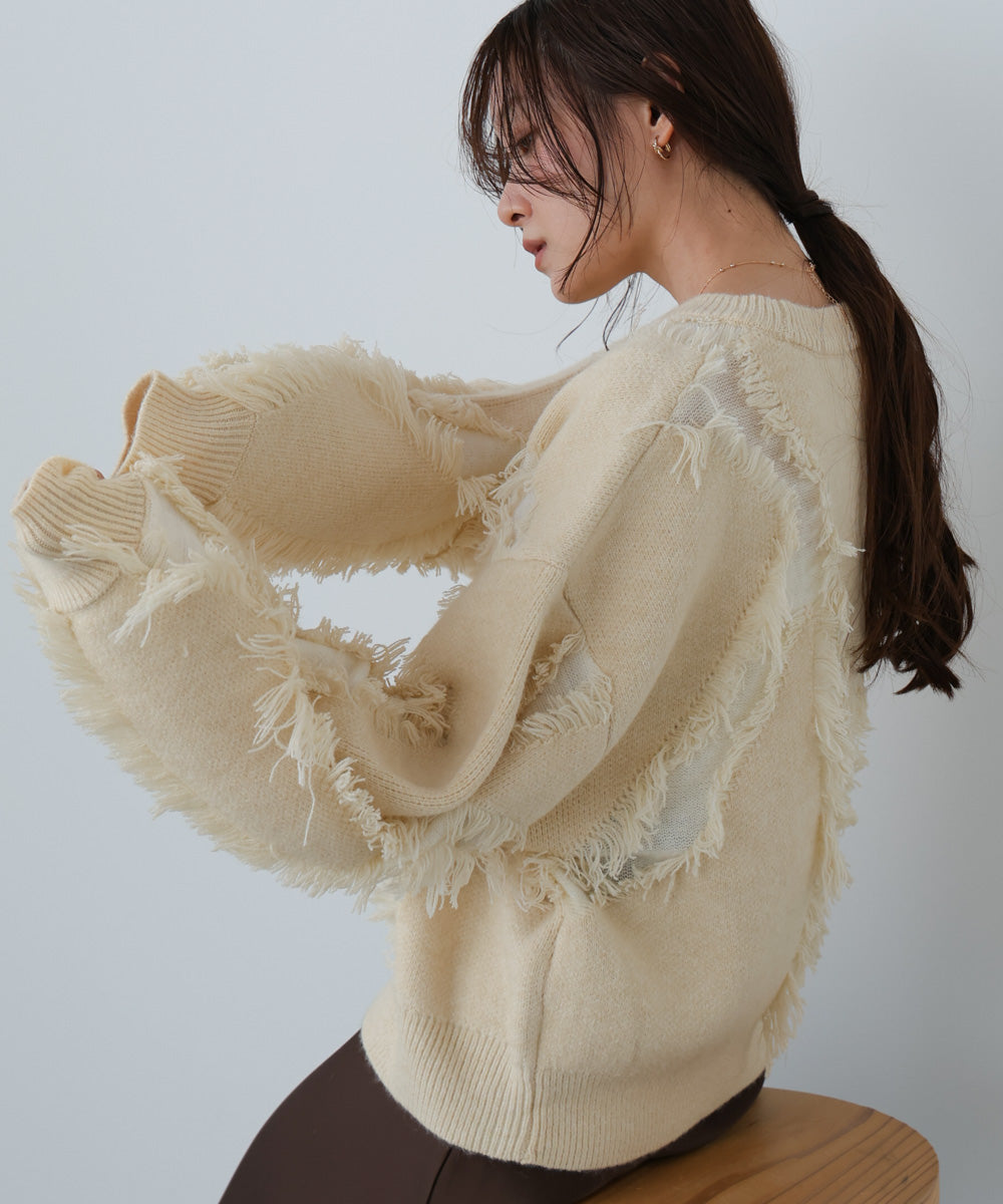 リブニットジャガードtops♡ ジャガードニットZipハイネックトップス