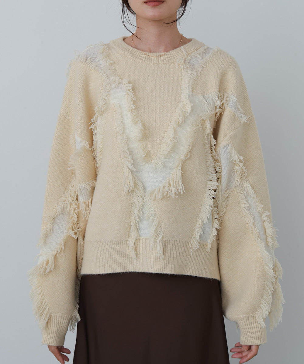 シャギージャガードニットトップス