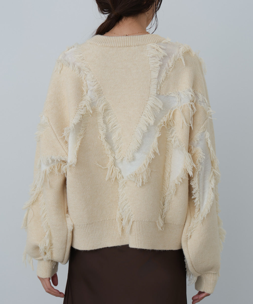 シャギージャガードニットトップス