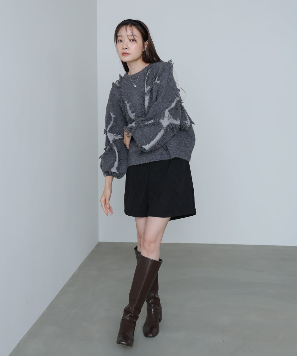 シャギージャガードニットトップス