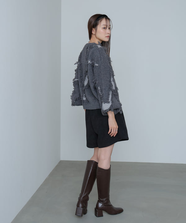 シャギージャガードニットトップス