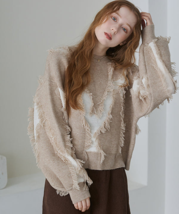 シャギージャガードニットトップス