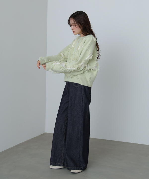 シャギージャガードニットトップス