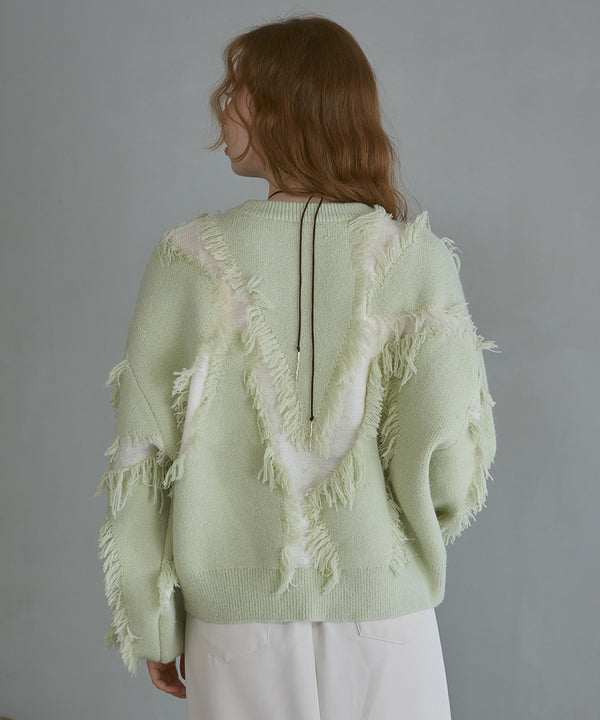 シャギージャガードニットトップス