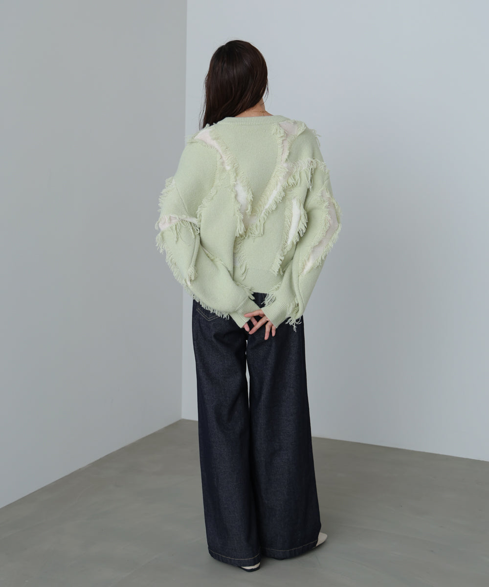 シャギージャガードニットトップス