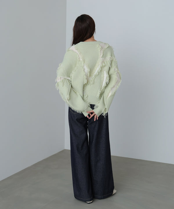 シャギージャガードニットトップス