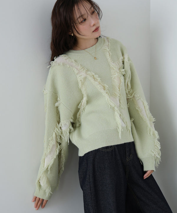 シャギージャガードニットトップス