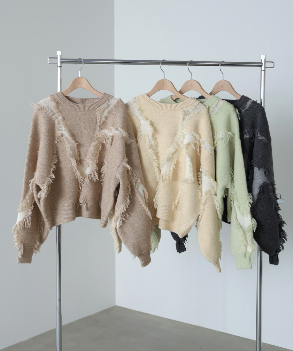 シャギージャガードニットトップス