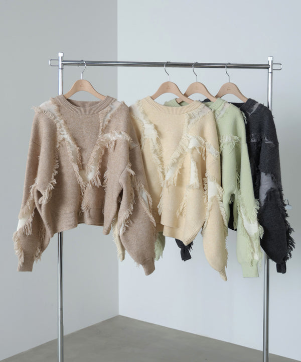 シャギージャガードニットトップス