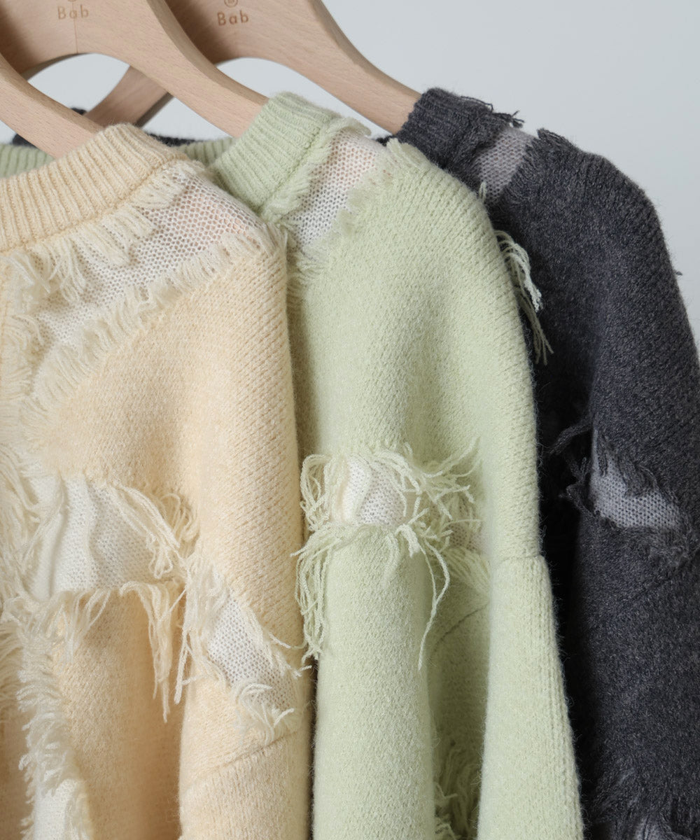 シャギージャガードニットトップス