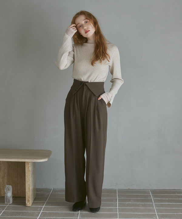 （選べるネック）チュールレイヤードリブニット