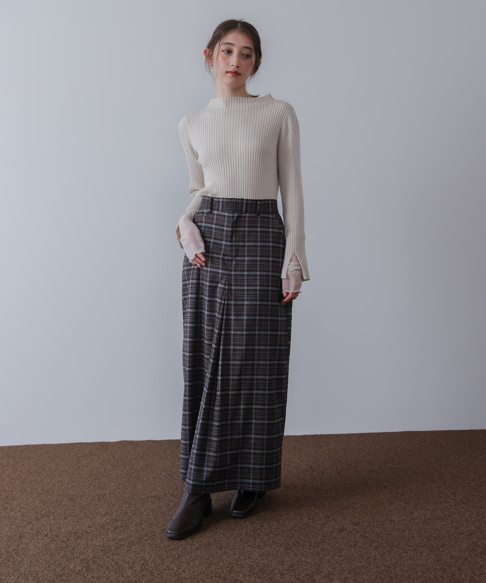 （選べるネック）チュールレイヤードリブニット