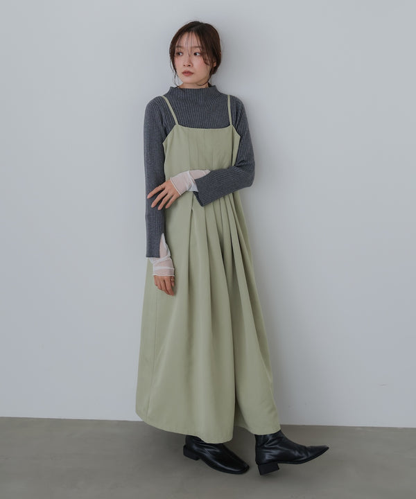 （選べるネック）チュールレイヤードリブニット