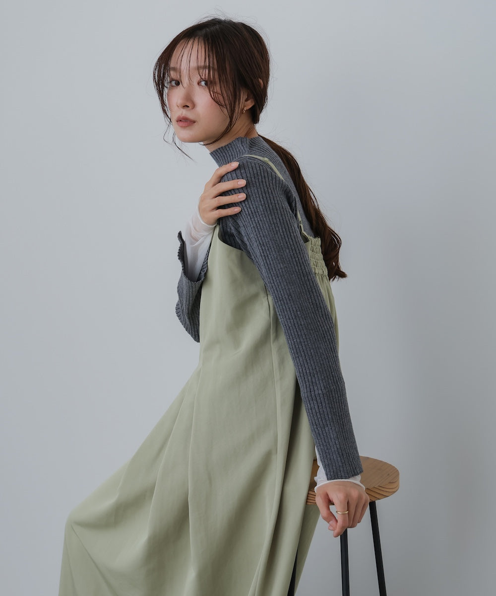 （選べるネック）チュールレイヤードリブニット