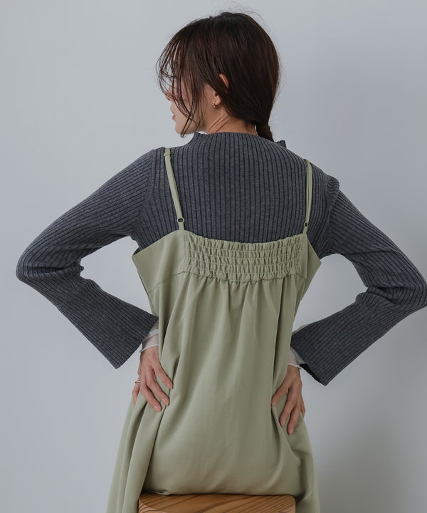 （選べるネック）チュールレイヤードリブニット