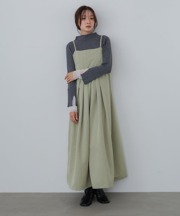 （選べるネック）チュールレイヤードリブニット