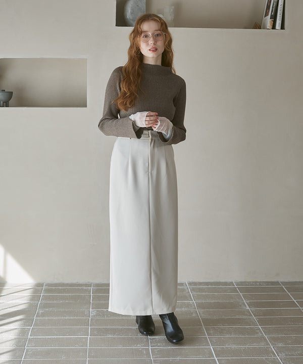 （選べるネック）チュールレイヤードリブニット