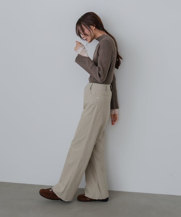 （選べるネック）チュールレイヤードリブニット