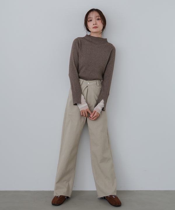 （選べるネック）チュールレイヤードリブニット