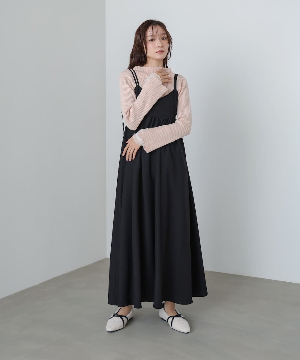 （選べるネック）チュールレイヤードリブニット