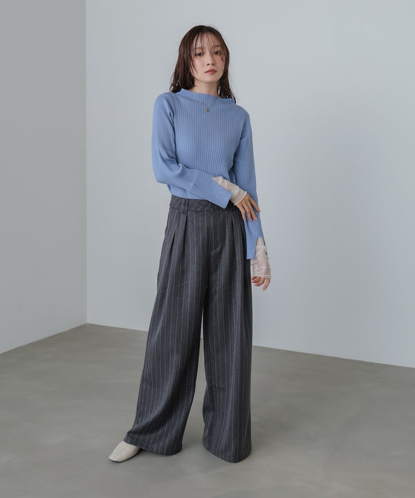 （選べるネック）チュールレイヤードリブニット