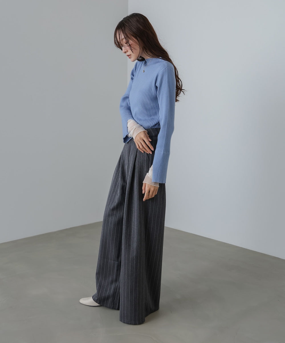 （選べるネック）チュールレイヤードリブニット