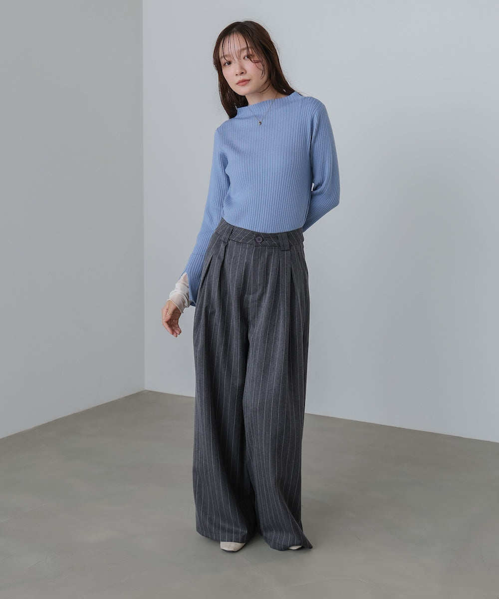 （選べるネック）チュールレイヤードリブニット