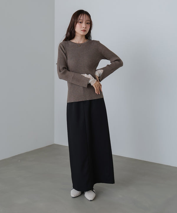 （選べるネック）チュールレイヤードリブニット