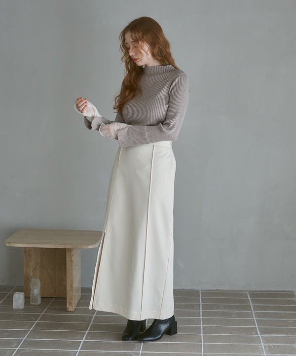 （選べるネック）チュールレイヤードリブニット