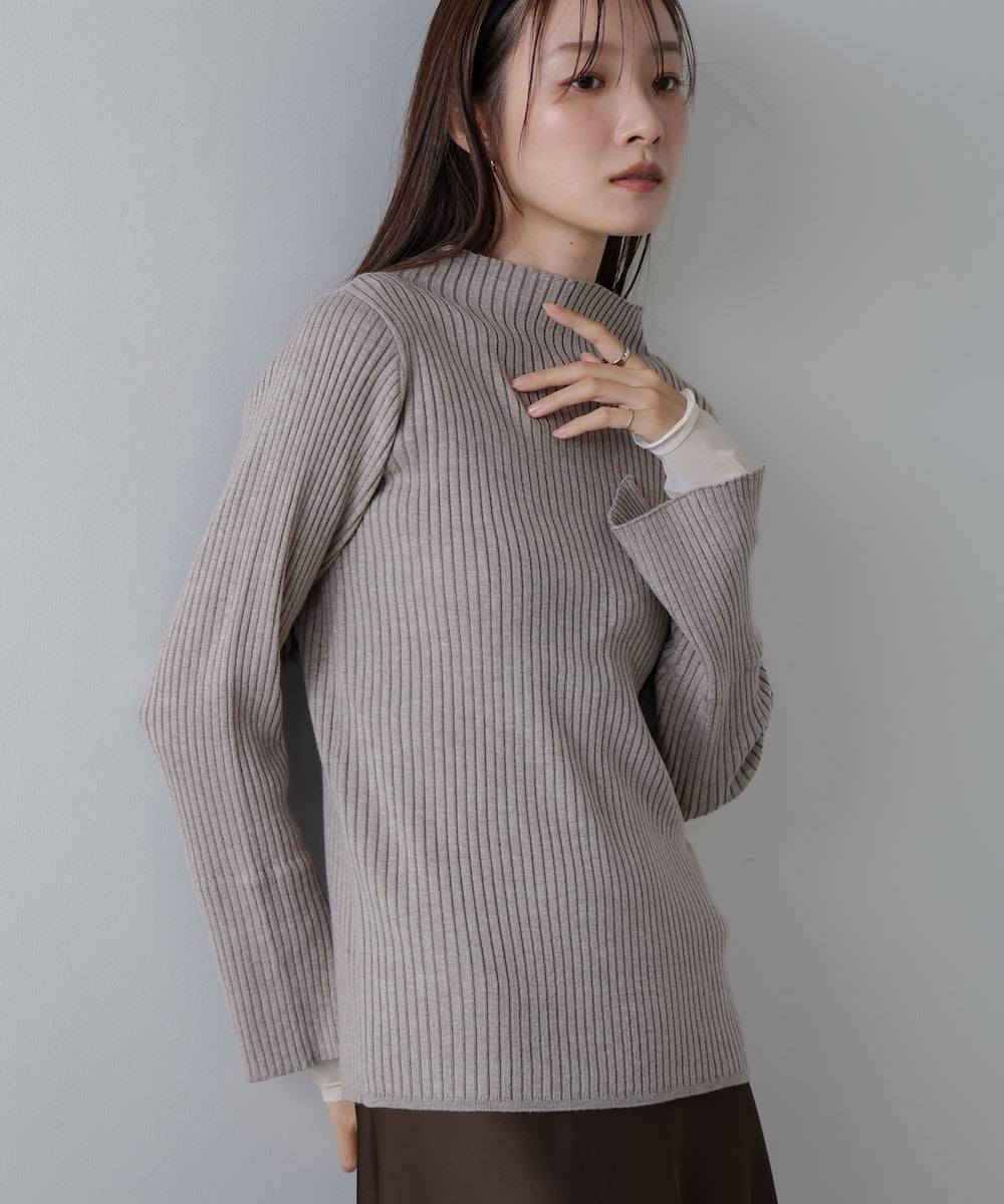 （選べるネック）チュールレイヤードリブニット