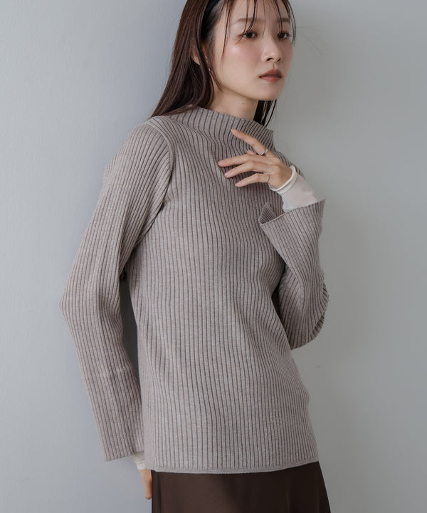 （選べるネック）チュールレイヤードリブニット