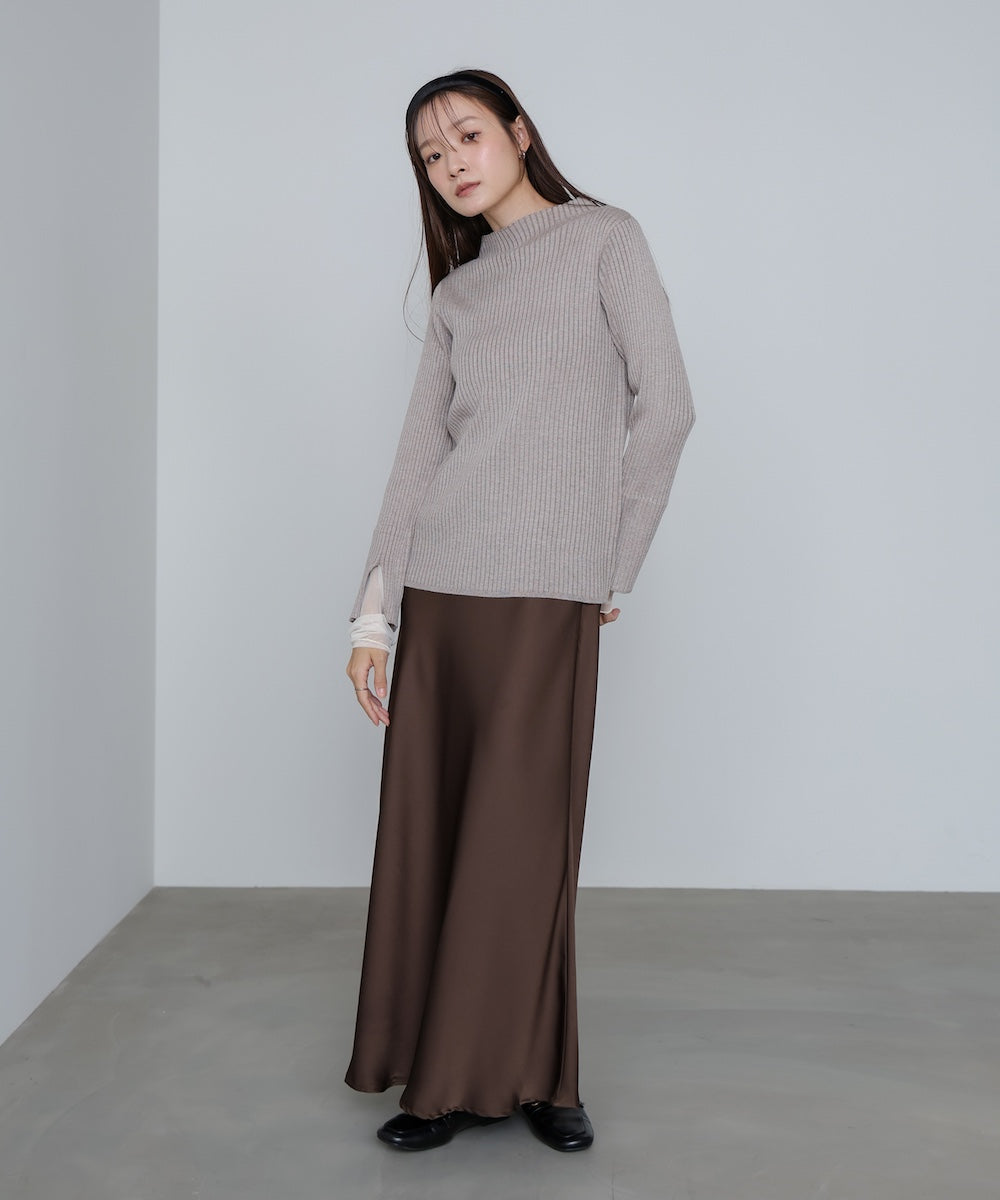 （選べるネック）チュールレイヤードリブニット