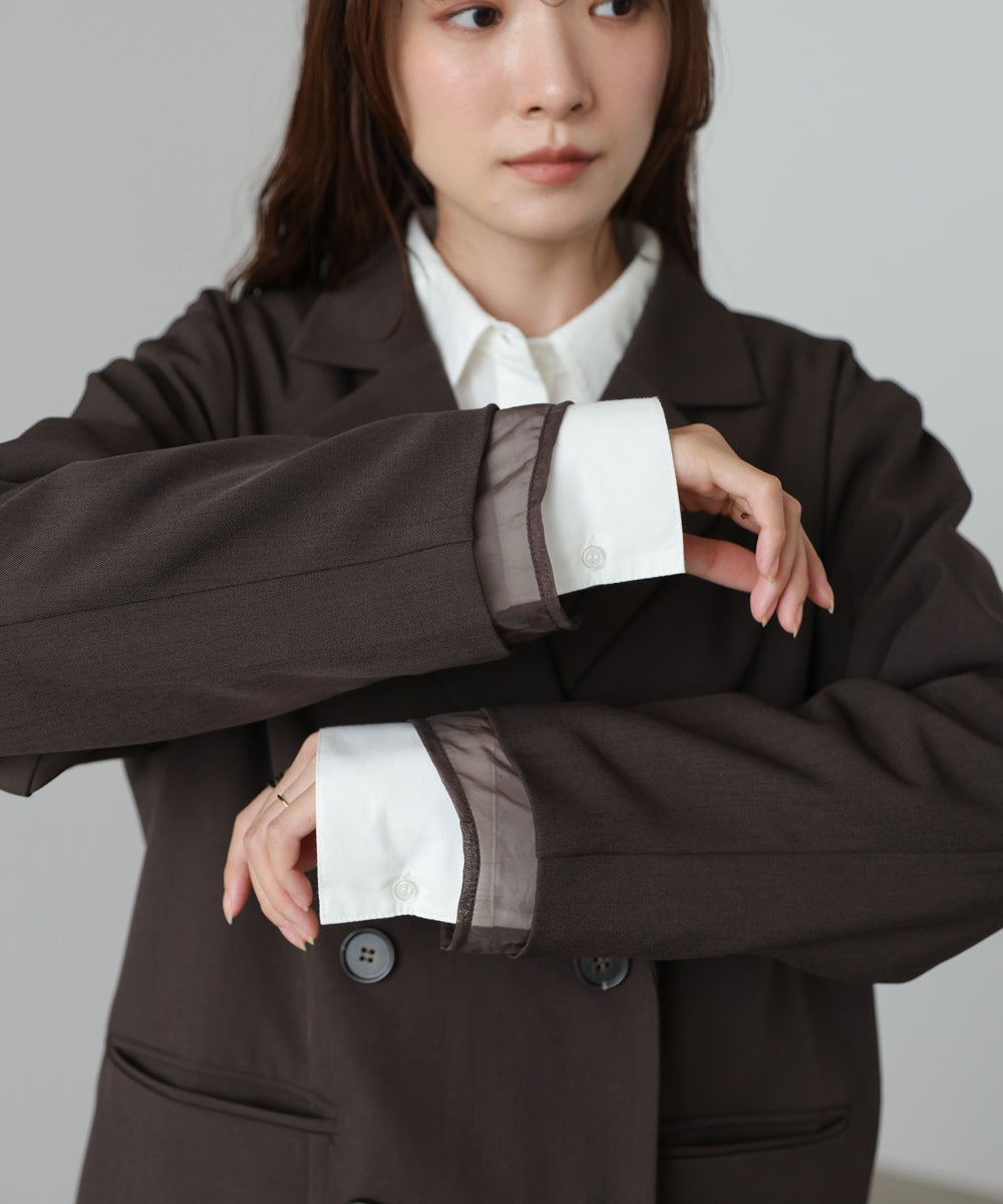 シアー切替ダブルテーラードジャケット