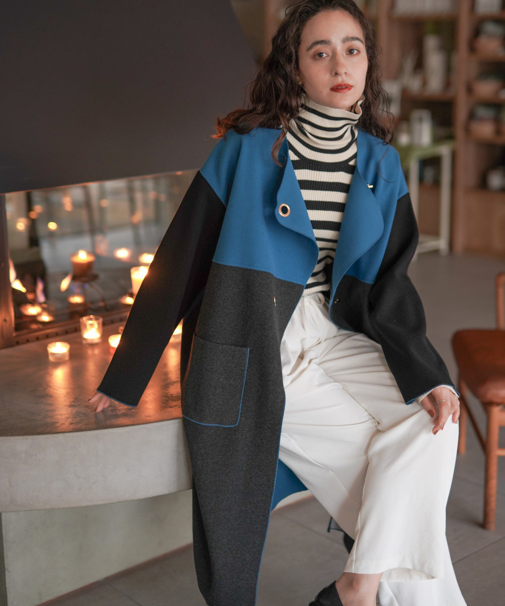 バイカラーコート