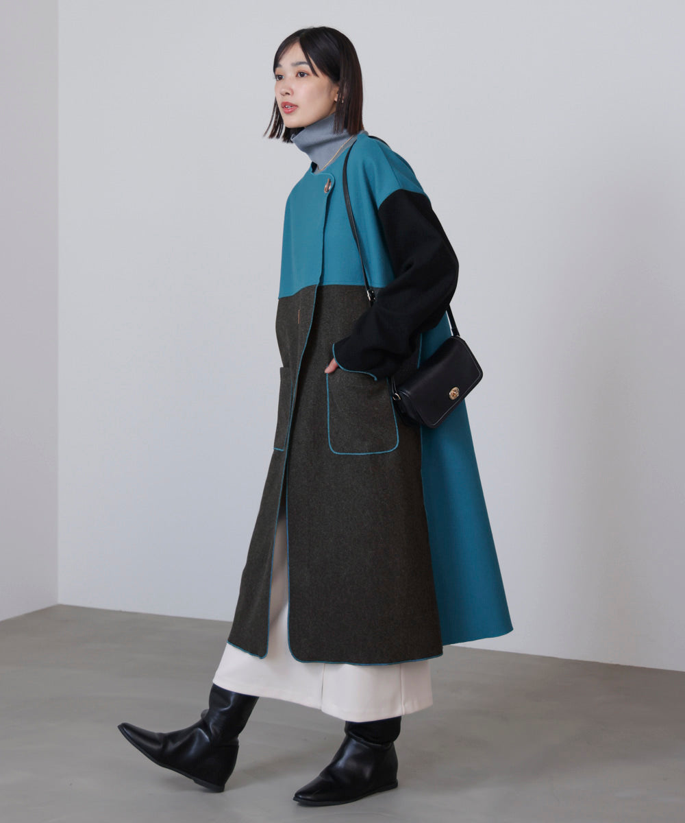 バイカラーコート