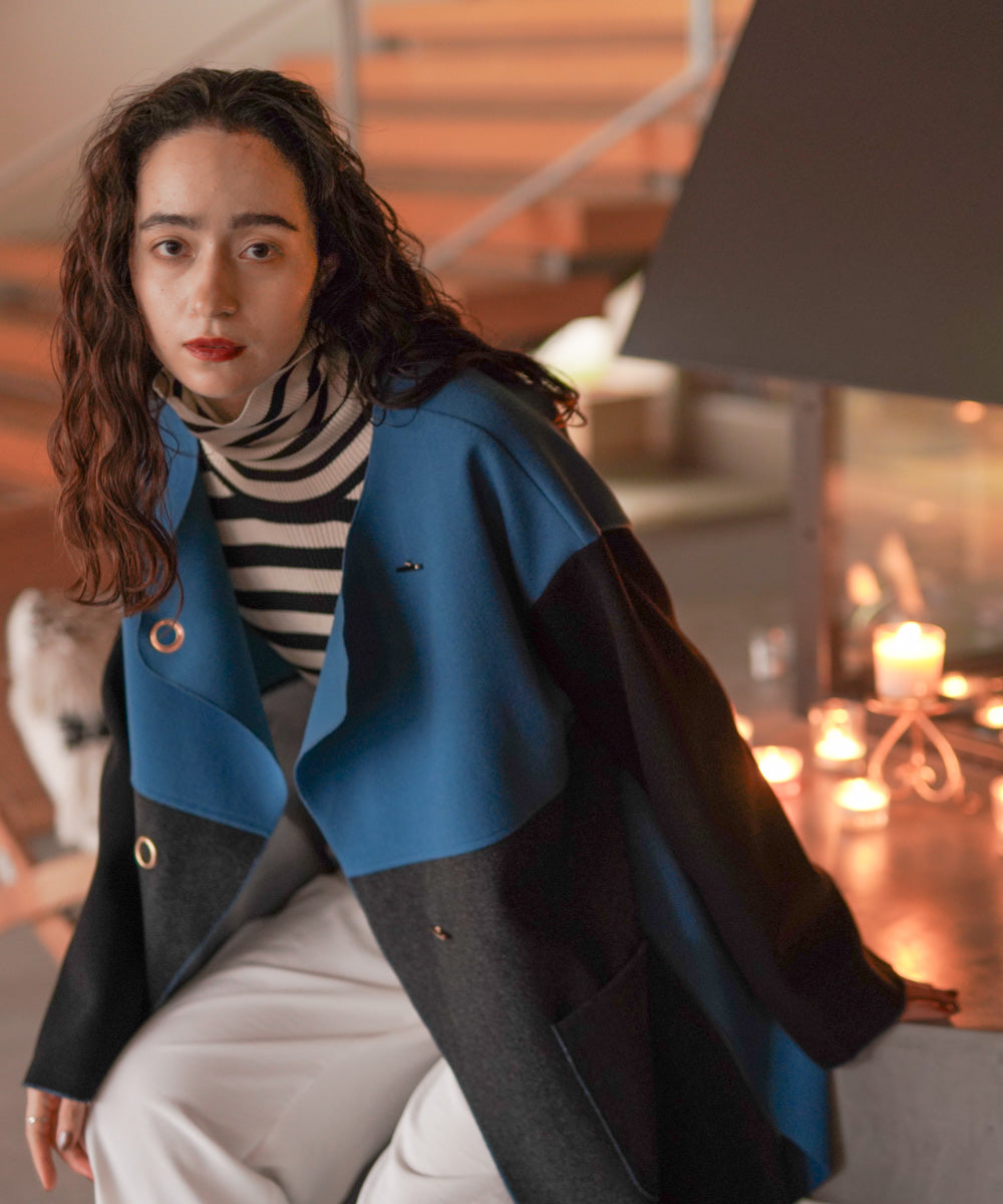 バイカラーコート